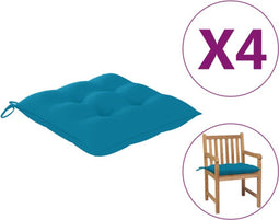 vidaXL - Stoelkussens - 4 - st - 50x50x7 - cm - oxford - stof - lichtblauw