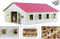 Kids Globe SET houten Paardenstal met 7 boxen+Mitsubishi met paardentrailer ( Roze) 1:24