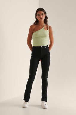 na-kd Side Slit Skinny Jeans - Hoge taille - Slim fit - Zwart - EU 34