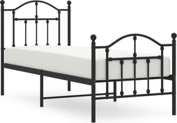 vidaXL - Bedframe - met - hoofd- - en - voeteneinde - metaal - zwart - 75x190 - cm