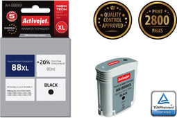Activejet AH-88BRX inkt (ter vervanging van HP 88XL C9396AE; Premium; 80 ml; zwart)