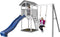 AXI Beach Tower Speeltoestel in Grijs/Wit - Speeltoren met Enkele Schommel, Blauwe Glijbaan en Zandbak - FSC hout - Speelhuis op palen voor de tuin
