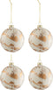 J-Line kerstbal Mamerlook - glas - wit/goud - medium - doos van 4