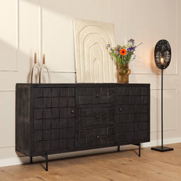 Dressoir Evan zwart - opbergkast - dressoir kasten 160 cm