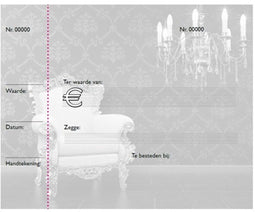 Cadeaubon bedrukt stoel + lamp 25 stuks