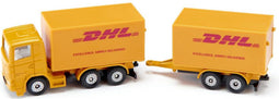Siku Vrachtwagen met aanhanger DHL metaal/kunststof geel laadklep kan open verwijderbare aanhanger