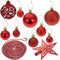 tectake - Set van 86 kerstballen - 3 maten - rood (set van 86)