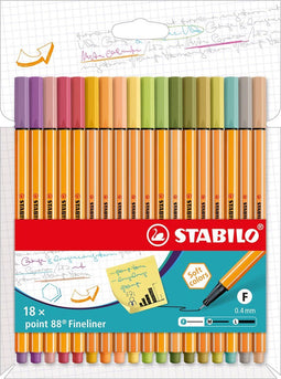 STABILO point 88 - Fineliner - Kartonnen etui van 18 stuks in geassorteerde zachte kleuren