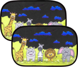 Nuvance Zonnescherm Auto - UV Protectie voor Baby en Kind - Zelfklevend - Dierenprint - (2 stuks)