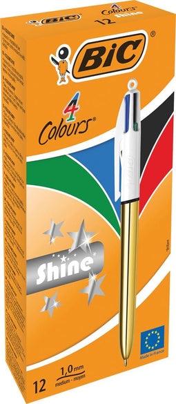 BIC 964774 balpen Zwart, Blauw, Groen, Rood Intrekbare balpen met klembevestiging 12 stuk(s)