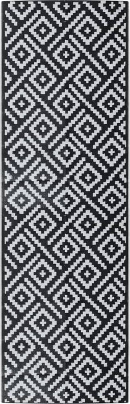 vidaXL - Buitenkleed - ARAKIL - 80x250 - cm - polypropeen - wit - en - zwart