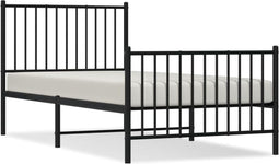 vidaXL - Bedframe - met - hoofd- - en - voeteneinde - metaal - zwart - 90x190 - cm