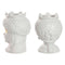 Grondlegger Home ESPRIT Wit Gouden Porselein 10 x 10 x 14 cm (2 Stuks)
