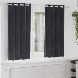vidaXL - Verduisteringsgordijnen - met - Oogjes - 2 - stuks - Donkergrijs - Velours