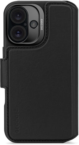 Decoded - Leather Detachable Wallet - iPhone 16 - MagSafe - Zwart
