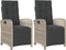 vidaXL - Tuinstoelen - 2 - st - verstelbaar - voetensteun - poly - rattan - lichtgrijs
