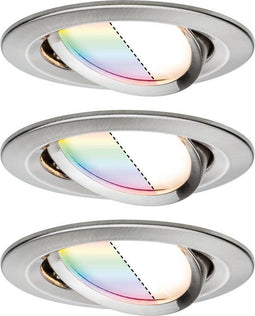 Paulmann Nova Plus - Smart Home - Zigbee - LED-inbouwspotenset - 3x5.2W - ijzer geborsteld - RGBW