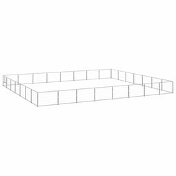 vidaXL - Hondenkennel - 56 - m² - staal - zilverkleurig