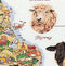 Thea Gouverneur - Borduurpakket met telpatroon - 1076A - Voorgesorteerde DMC Garens - Schapenkaart van Groot-Brittannië - Aida - 65 cm x 85 cm - DIY Kit