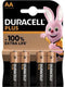 Duracell Plus 100 - Alkalinebatterijen AA - Tot 100% extra levensduur - (4 stuks)