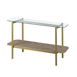 Gang Versa Nixo - Bijzettafel - Hout Metaal Kristal - Bruin - 40 x 80 x 120 cm