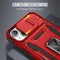 Podec iPhone 14 - Telefoonhoesje - Anti-Shock Case met Kickstand en Screenprotector - Rood