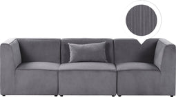 Beliani LEMVIG - Driezitsbank - Grijs - Corduroy