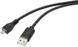 Renkforce USB-kabel USB 2.0 USB-A stekker, USB-micro-B stekker 2.00 m Zwart Met anti-microbacterieel oppervlak RF-47168