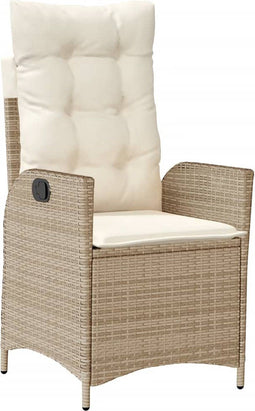 vidaXL - Tuinstoel - verstelbaar - met - kussens - poly - rattan - beige