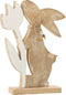 J-Line decoratie Konijn Met Bloem - hout - wit - large