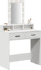 vidaXL - Kaptafel - met - LED-verlichting - - - Wit, - 79x41x140 - cm