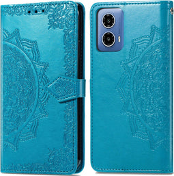 iMoshion Hoesje Geschikt voor Motorola Moto G34 Hoesje Met Pasjeshouder - iMoshion Mandala Bookcase - Turquoise