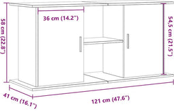 vidaXL - Aquariumstandaard - 121x41x58 - cm - bewerkt - hout - oud - houtkleurig