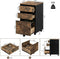 Woltu Mobiele Archiefkast - Rolcontainer 3 Laden 5 Wielen - Industrieel Donker Eiken/Zwart - 40 x 40 x 70 cm