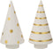 J-Line decoratie kerstboom - keramiek - wit/goud - medium - 2 stuks