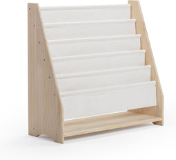 O'Liv Kinderboekenrek - Kinderboekenkast - Massief Hout + Katoen - W90 x D35 x H85 cm