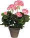 Mica Decorations Geranium Kunstplant in Bloempot Stan - H34 x Ø20 cm - Roze, wit