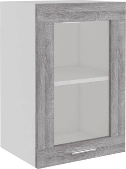 vidaXL - Wandkast - Lyon - 40x31x60 - cm - glas - en - bewerkt - hout - grijs - sonoma - eiken