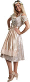 Dressforfun Midi-Dirndl Traunstein 2 XL - Verkleedkostuum - Ruches en strass-steentjes - Beige en zilver