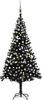 vidaXL - Kunstkerstboom - met - verlichting - en - kerstballen - 240 - cm - PVC - zwart