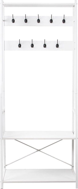 Elegante Witte Kapstok met Bankje en Schoenenplank - Ruimtebesparend en Stijlvol!