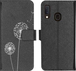 iMoshion Hoesje Geschikt voor Samsung Galaxy A20e Hoesje Met Pasjeshouder - iMoshion Design Softcase Bookcase - Wit / Zwart / Dandelion