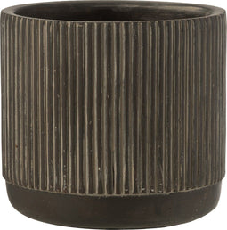 J-Line bloempot Lijn - keramiek - zwart/bruin - large - Ø 16 cm