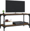 vidaXL - Tv-meubel - 80x33x41 - cm - bewerkt - hout - en - staal - bruin - eikenkleur