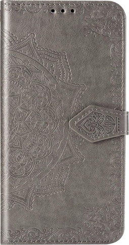 Hoesje Met Pasjeshouder Geschikt voor Motorola One Hyper - Mandala Bookcase - Grijs