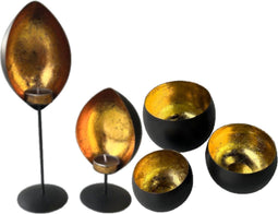 Theelichthouders Set Van 5 - Goud - Rootsmann