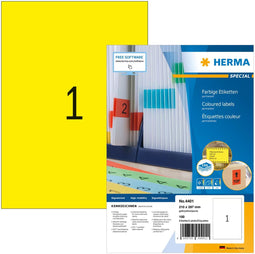 Herma 4401 - Etiketten A4 210x297mm - Veiligheidsrand - Geel