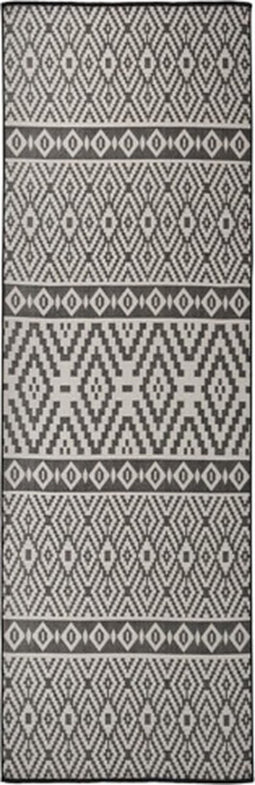 vidaXL - Buitenkleed - met - patroon - platgeweven - 80x250 - cm - zwart