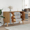 vidaXL - Dressoir - OLDEN - 114x43x73,5 - cm - massief - grenenhout - grijs - en - bruin