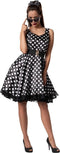 Dressforfun Rockabily lady M - Kostuum - Jaren 50 stijl - Gestipte overgooier met kanten zoom
